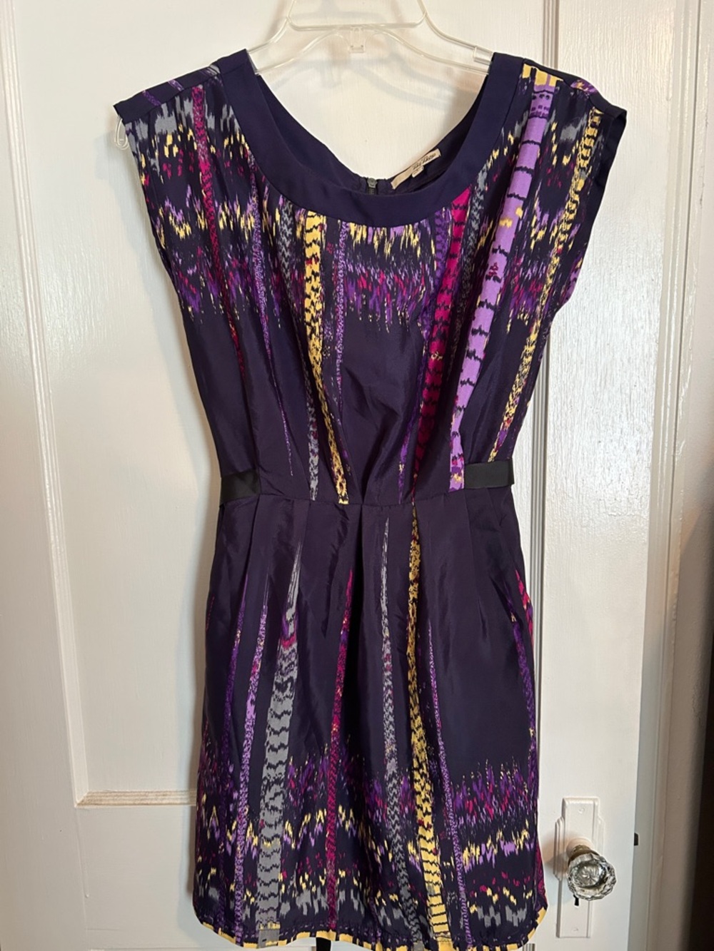 BeBop Purple Printed Cap-Sleeve Mini Dress